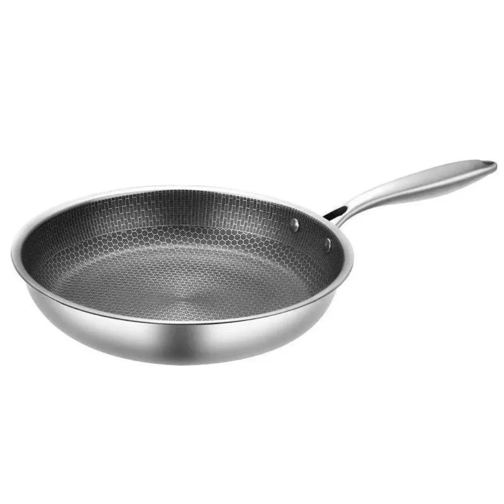 Stainless Steel Frying Pan Honeycomb Non Stick Frying Pan Durable Kitchen Pans Easy to Clean Suitable for Fried Egg Steak